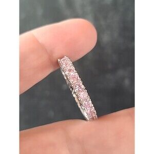 Ross Simons 925 Sterling Silver Pink CZ Eternity Ring Size US 9.25 Vintage